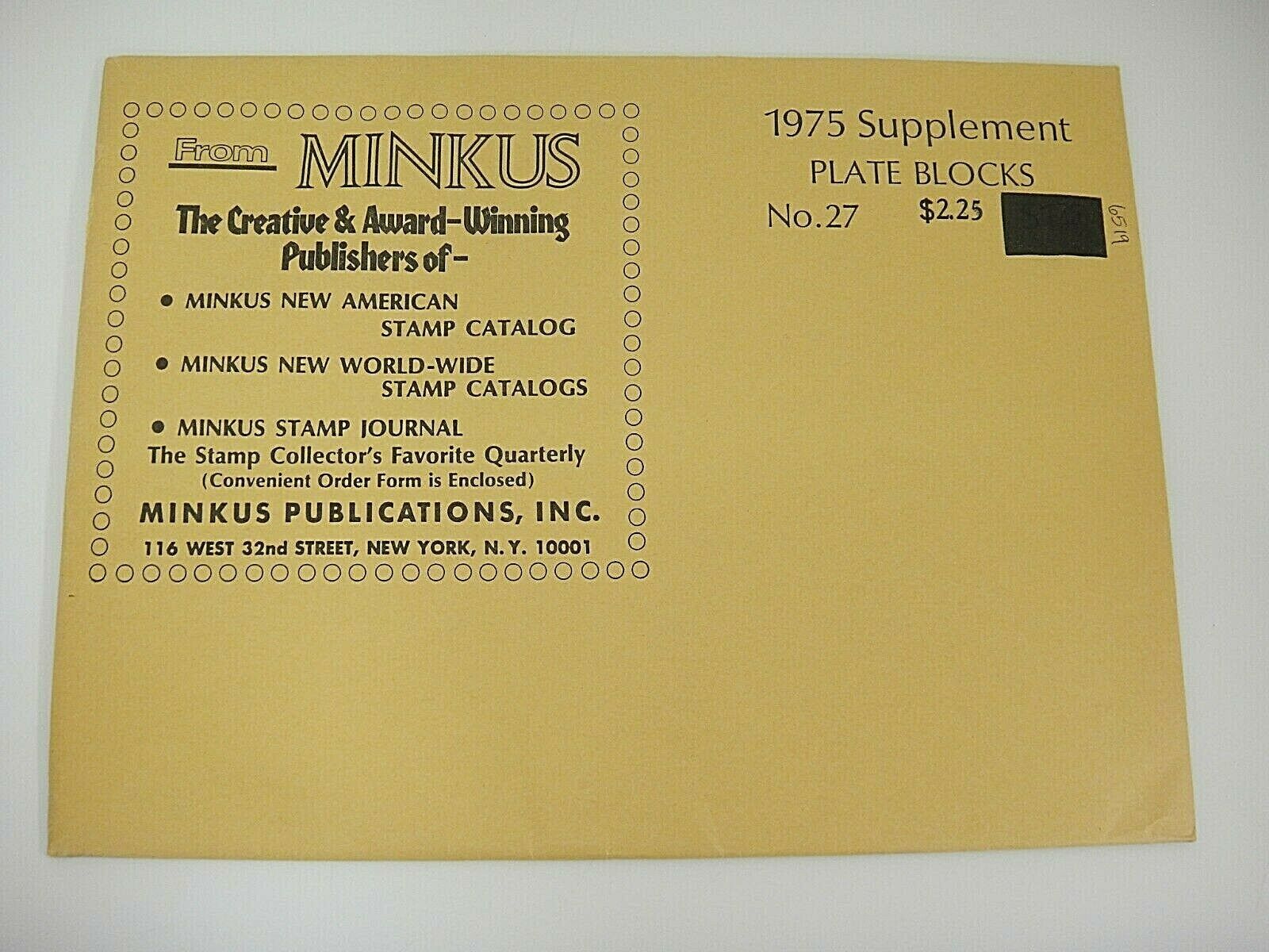 Primary image for Minkus 1974 United States Plate Blocks Stamp Supplement #26 NOS