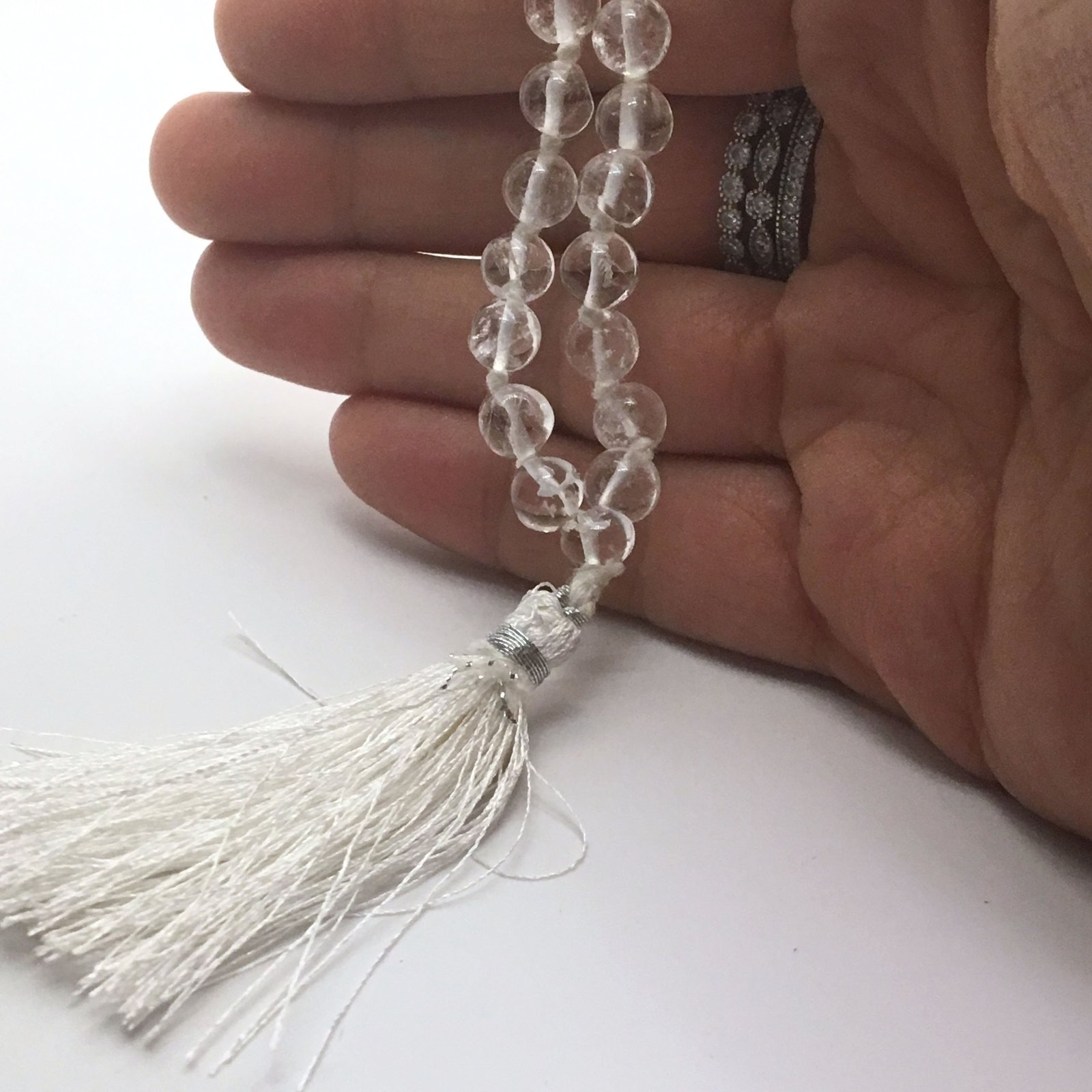 Prayer Mala Beads Chanting Japa Clear Crystal Quartz 108 Prayer