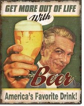 America&#39;s Favorite Beer Get Life College Funny Humor Wall Decor Metal Ti... - $15.99