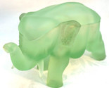 Vintage Tiara Indiana Glass Elephant Chantilly Green Satin Frosted Trinket Box