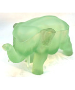 Vintage Tiara Indiana Glass Elephant Chantilly Green Satin Frosted Trink... - $44.99