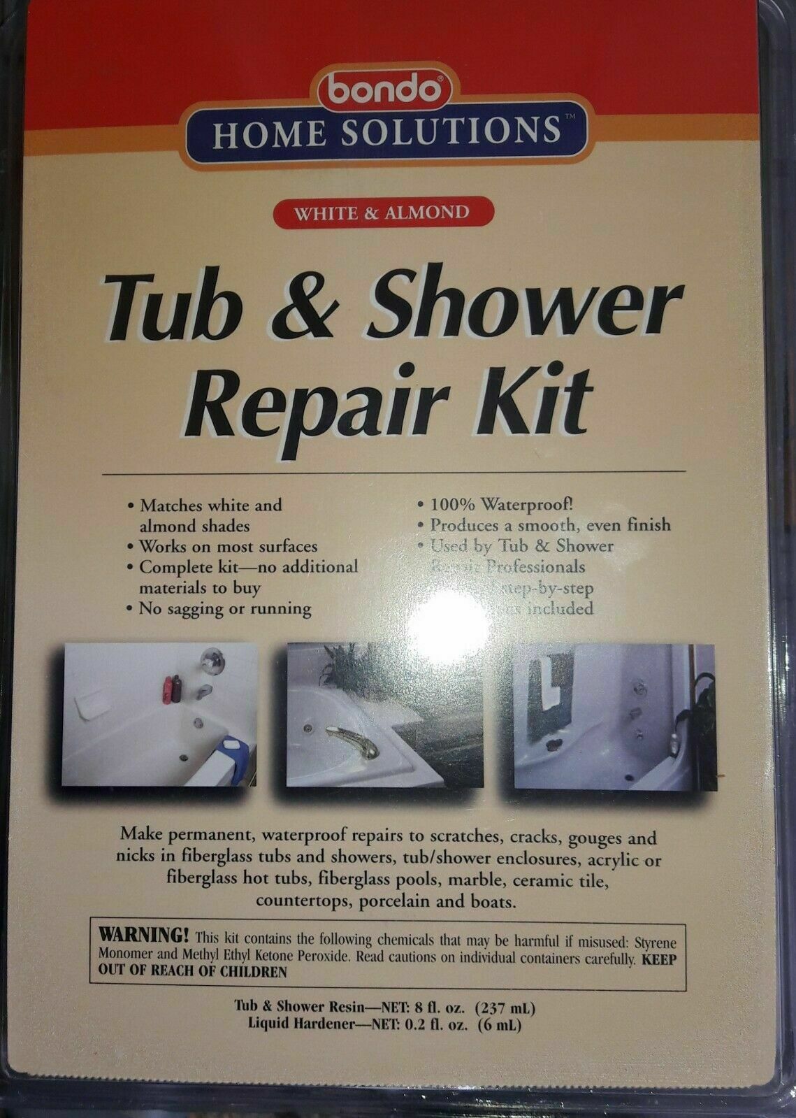 Fiberglass Bondo Repair Resin Kit Boat Tub Marine Bathtub Chip Shower