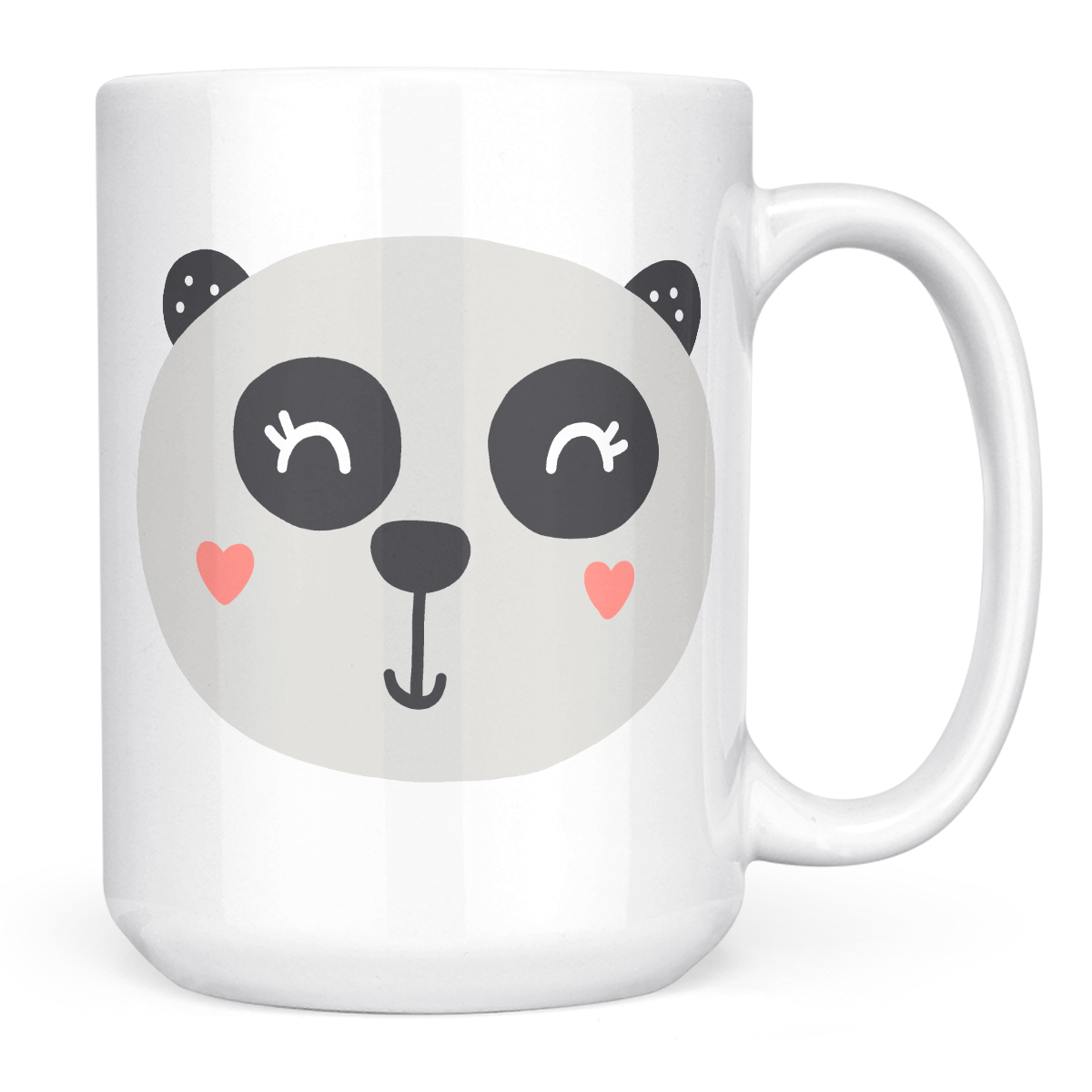 Cute cartoonic panda face animal mug White ceramic 15oz Novelty coffee ...