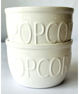 2 Crate &amp; Barrel Individual Popcorn Bowls White Earthenware 2008 BIA Cor... - $53.20