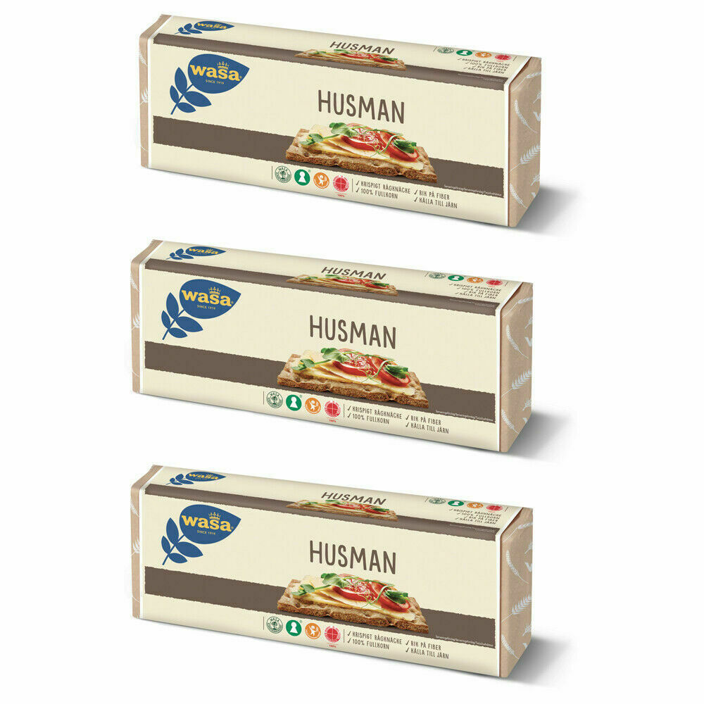 Wasa Husman Swedish Hard Rye Bread Crispbread 3 X 520 Gram 100% ...