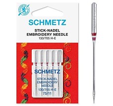 Schmetz Embroidery Needle (Red Tip) For Domestic Machines Flat Back Need... - $9.79