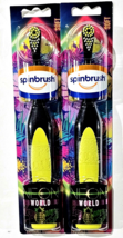 2 Pack Spinbrush Neon World Powered Toothbrush Soft Battery Power 