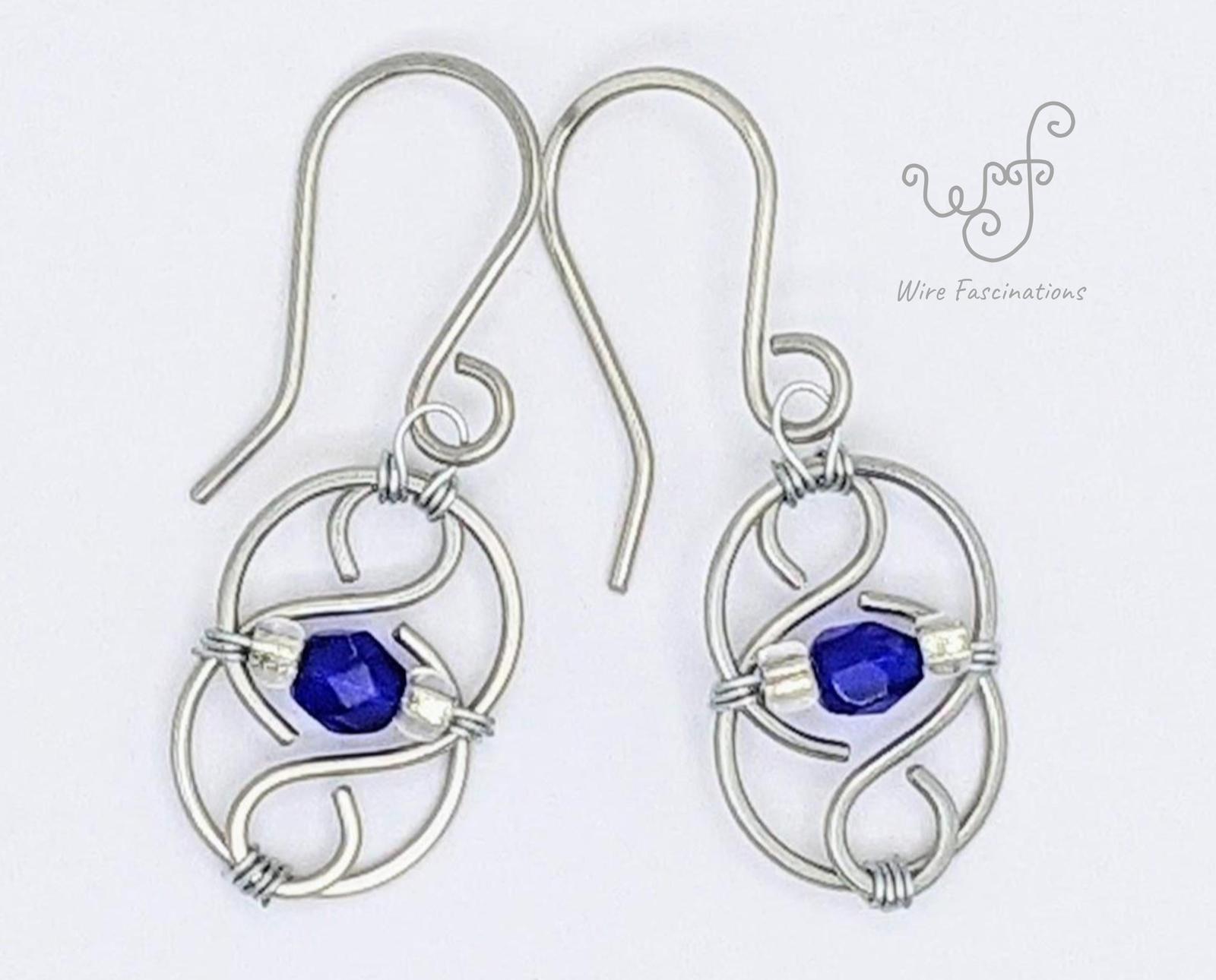 Handmade copper or stainless earrings Celtic links with wire wrapped