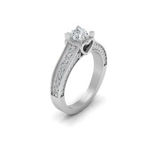 Love and Emotion Represent Diamond Heart Wedding Ring In Solid 18k White Gold  - $1,229.99