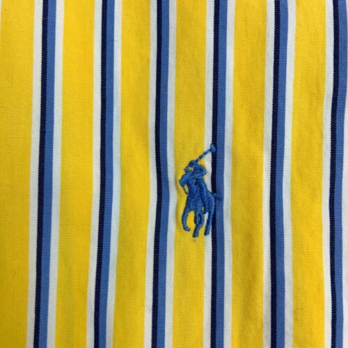 Ralph Lauren Button Up Shirt Mens L Yellow Blue Long Sleeve Classic Fit ...