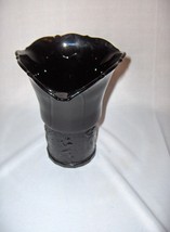 VTG 1937 L C Smith Glass Black Amethyst Vase Embossed Dancing Nymphs - $54.45