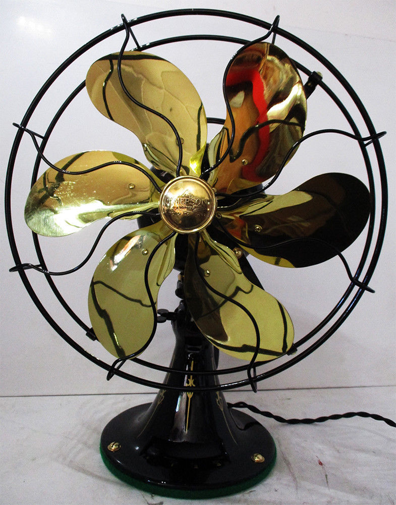 Antique Emerson Fan 6Brass Blade 12in, Model 71666 3spd Oscillating
