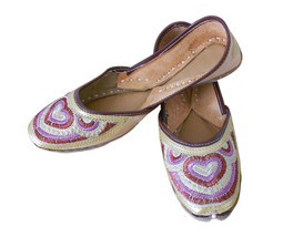 Women Shoes Indian Handmade Leather Mojari Traditional Ballerinas Jutties US 5.5 - $42.99