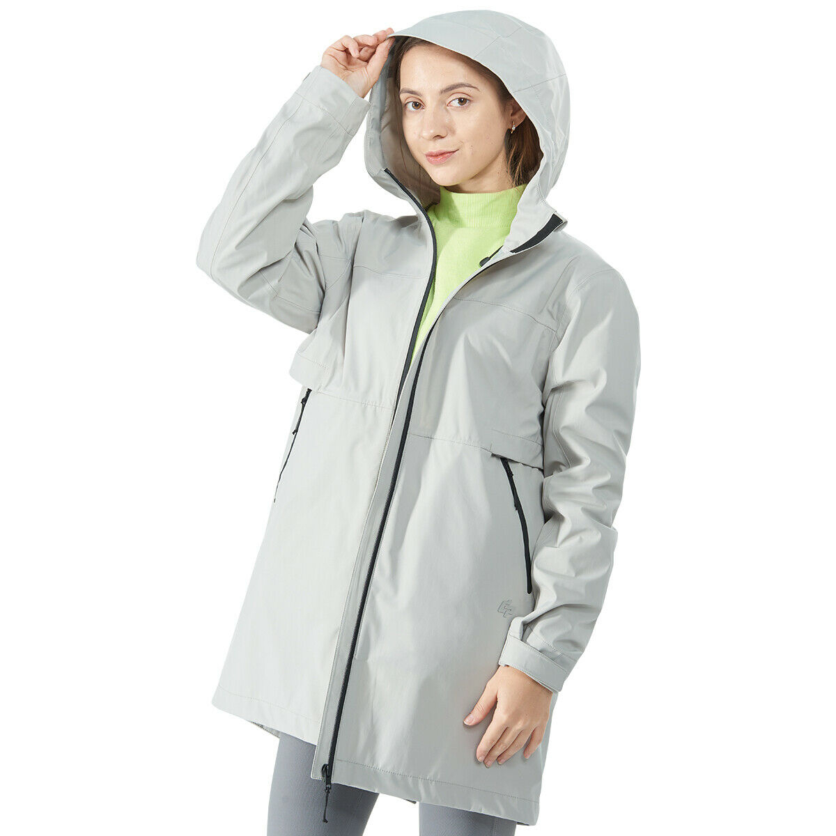 Hooded Women's Wind & Waterproof Trench Rain Jacket-Gray-XL - Coats ...