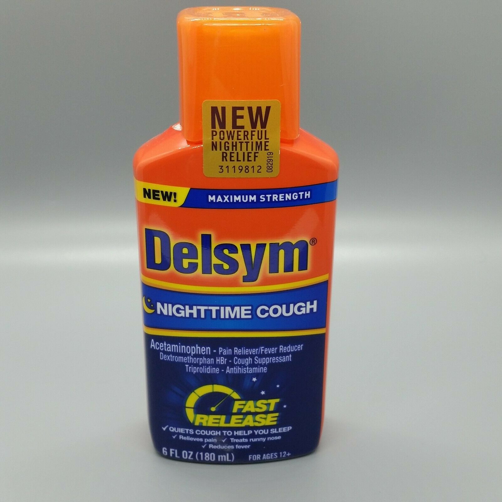 Delsym Cough Syrup Nighttime Maximum Strength Fast Release 6 Oz EXP 07/
