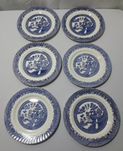 6 Vtg Barratts of Staffordshire England Blue Willow Dinner Plates Asian ... - $40.00