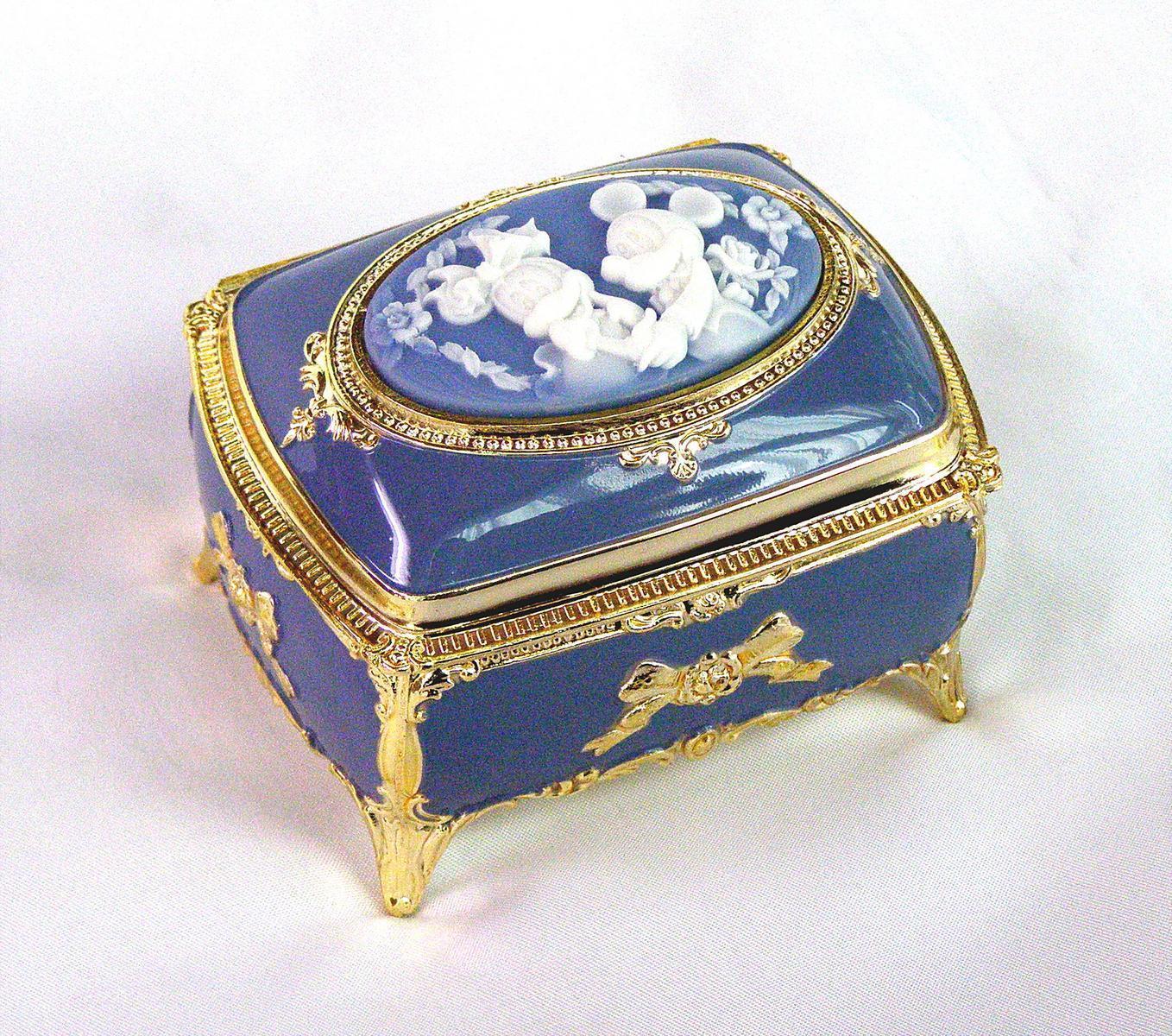 Disney Risort Mickey & Minnie Antimony Music Box Jewelry Box Blue