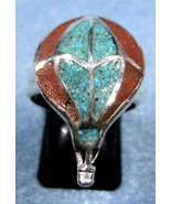 NEW Sterling Silver Ring with Turquoise &amp; Coral Hot Air Balloon (size 7) - $35.00