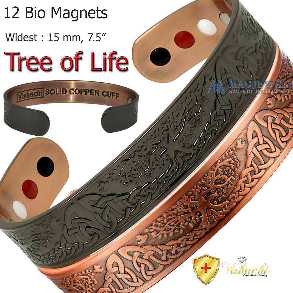 4in1 TREE OF LIFE PURE SOLID COPPER MAGNETIC BRACELET MEN ARTHRITIS CB43A