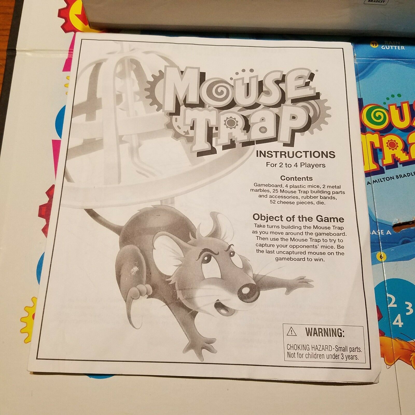 Mouse Trap Board Game Replacement Parts 1994/1999 Set of 52 Cheese & 4 Mice Dice 