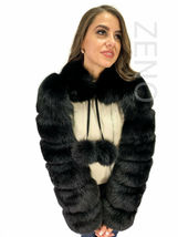 Jet Black Fox Fur Arms Sleeves / Stole With Scarf Fur By Sections Saga Furs image 4