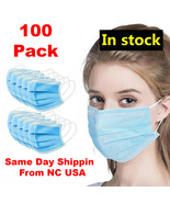 100 PCS Face Mask Disposable 3-Ply Earloop Mouth Cover With Box NEW - $16.82