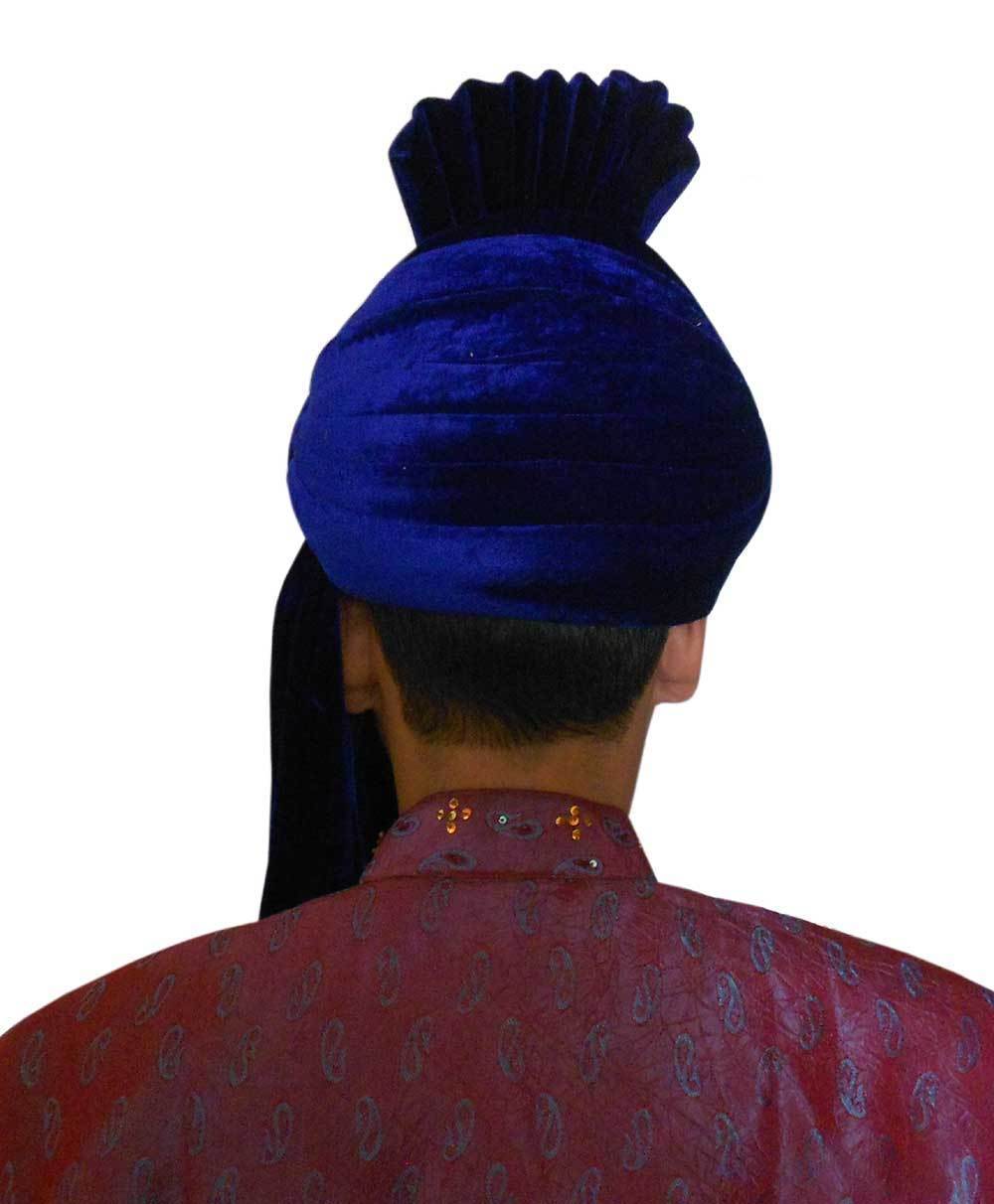 Punjabi Bhangra Men Hat Pagri Turban Traditional Velvet Pag Safa 7 3/8