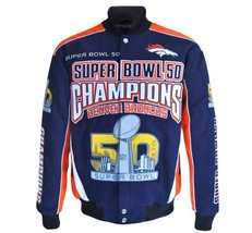 Denver Broncos NFL Men's Super Bowl 50 Champions Cotton Twill Jacket LARGE - $120.76