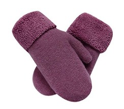 Warm Fingerless Gloves Woollen Mitten Lovely Winter Gloves for Girl,Light Purple