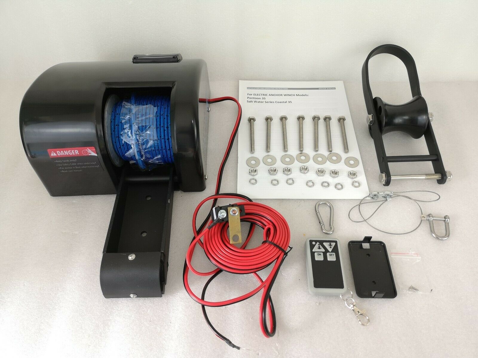 12V Wireless Remote Control & Second Switch Kit Boat Anchor Winch 35Lb