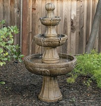 Outdoor Water Fountain 3 Tiered Cascading 45 Inch Tall Large Stone Garde... - $444.10