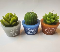 Succulent Shaped Candles, 2.6", Love Grows, Happy Place, Live What You Love