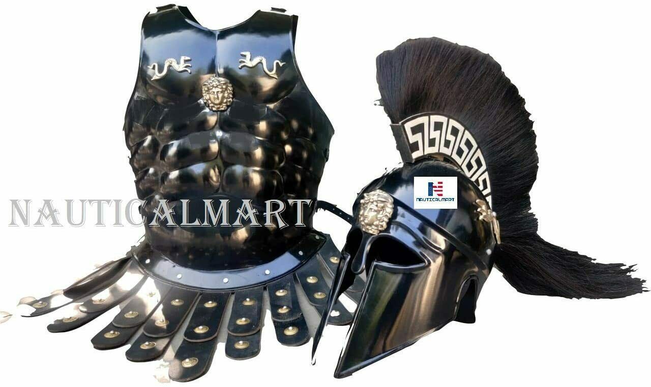 Medieval Epic Greek Royal Muscle Armor Cuirass with Corinthian Helmet