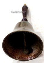 NauticalMart Solid Antique Brass Hand Bell With Wooden Handle image 3