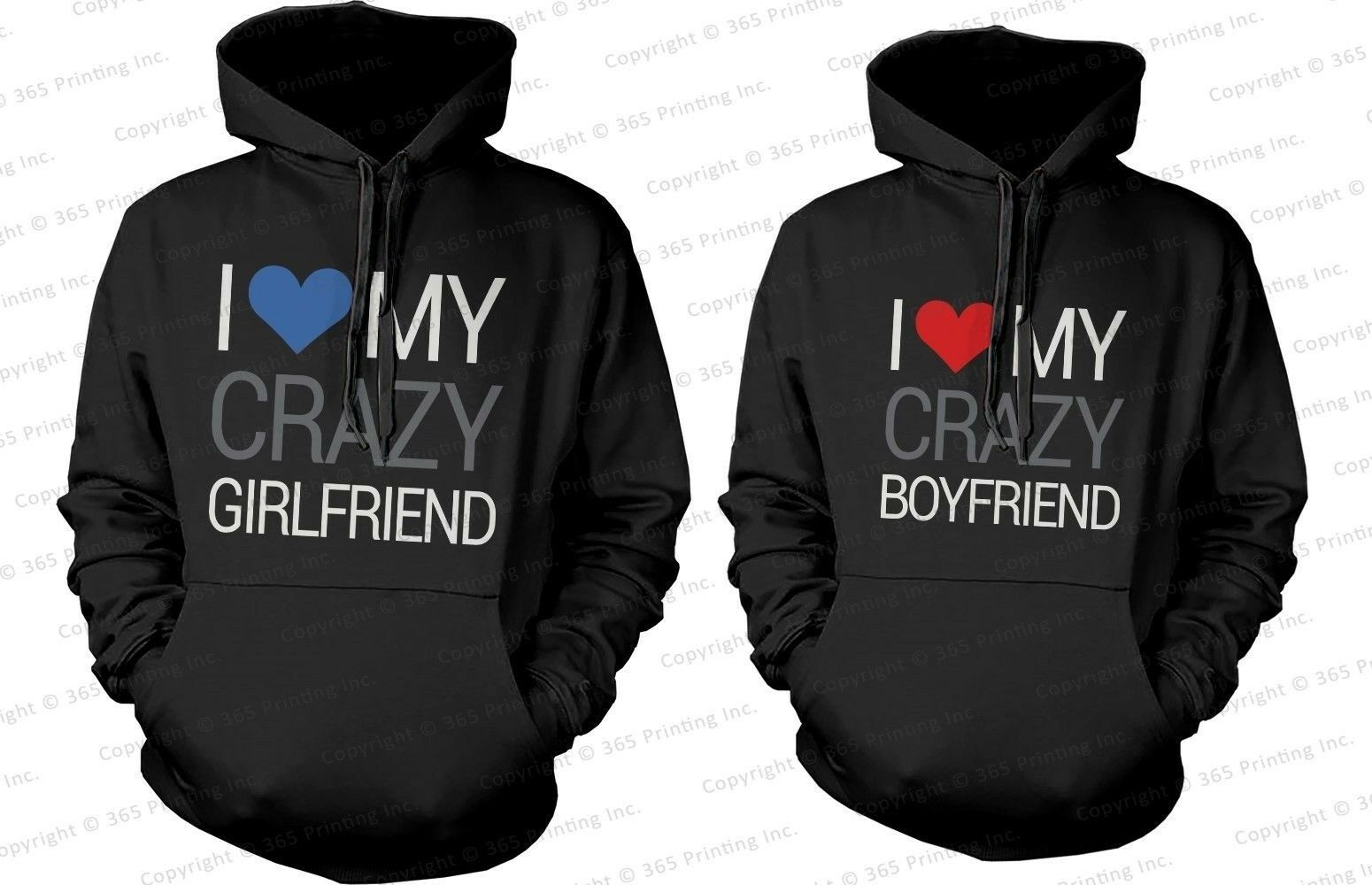 Couples Hoodies Adorable Matching Clothes I Love My Crazy Boyfriend