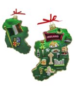 KURT ADLER 5.25&quot; IRELAND MAP IRISH HERITAGE GLASS CHRISTMAS ORNAMENT C7751 - $32.88