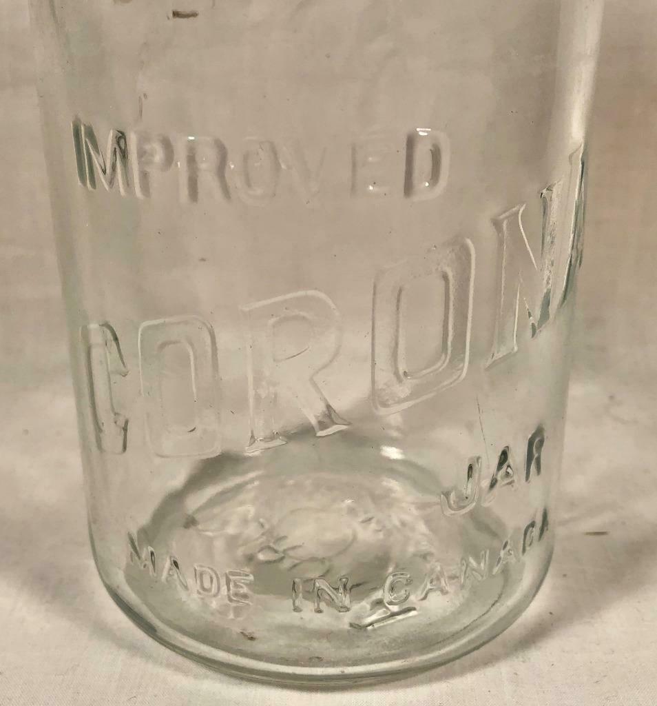 VINTAGE IMPROVED CORONA 1 QUART CANNING JAR WITH GLASS LID MADE IN