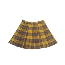 Women Girl YELLOW Pleated Plaid Skirt Plus Size School Style Yellow Skirt Outfit image 4