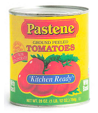 Pastene “Kitchen Ready” Ground Peeled Tomatoes with basil 28 oz(PACKS OF 6)