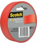 Lot of 4 Scotch Expressions Masking Tape .94&quot; x 20 yds. Red (3437-PRD) NEW - $7.99