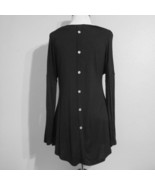 Venus Tunic Pullover Top Women&#39;s Small Black Jersey Knit L/S Faux Back B... - $16.83