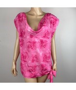 New York Company Womens XL Pink Abstract Floral Print Tie Side Waist Top - $21.77