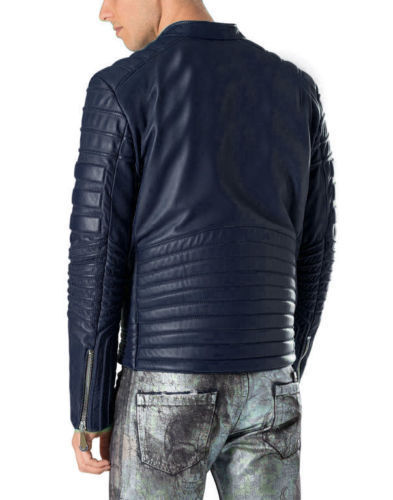 Men Navy Blue Motorcycle Leather Jacket, Mens Style Brando ... (393 x 500 Pixel)