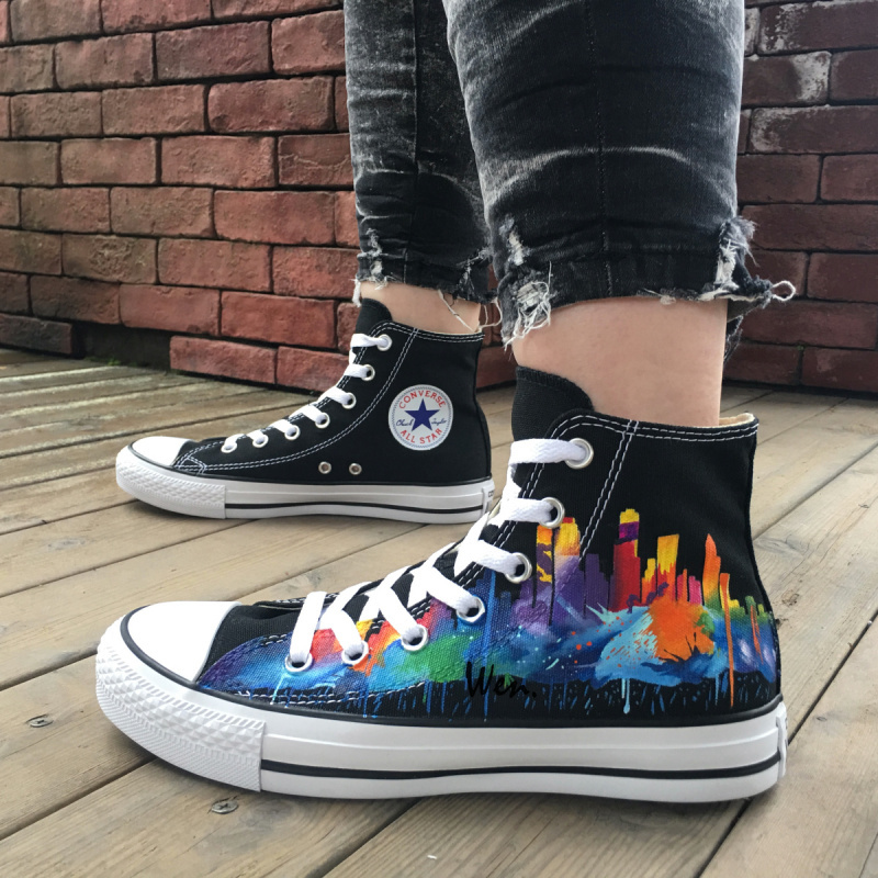 Houston Skyline Men Women Converse All Star Design Hand Painted Canvas ...