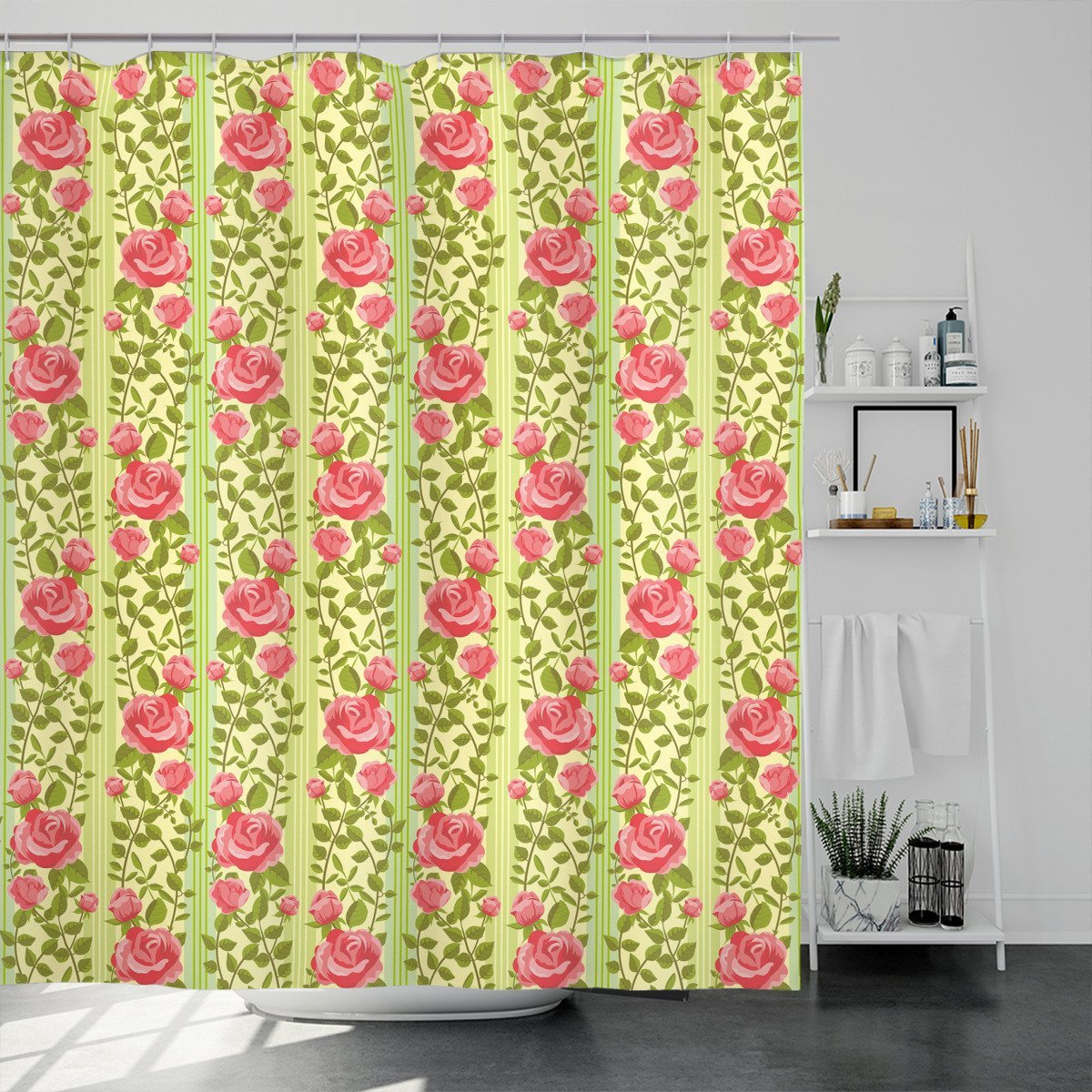 Classical Pink Roses Shower Curtain Shower Curtains