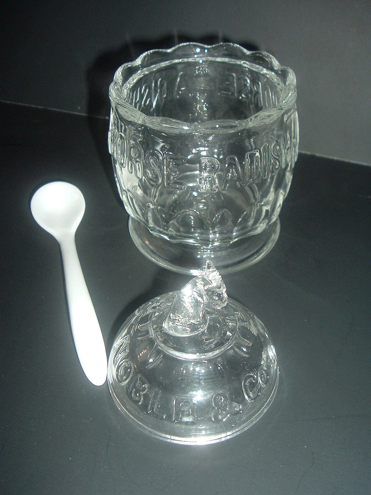 Dalzell Viking Glass H J Heinz 125th Anniversary Horseradish Jar in Box