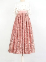BLUSH PINK Sequin Skirt Outfit Romantic Pleated Midi Wedding Sequined Skirts  image 2