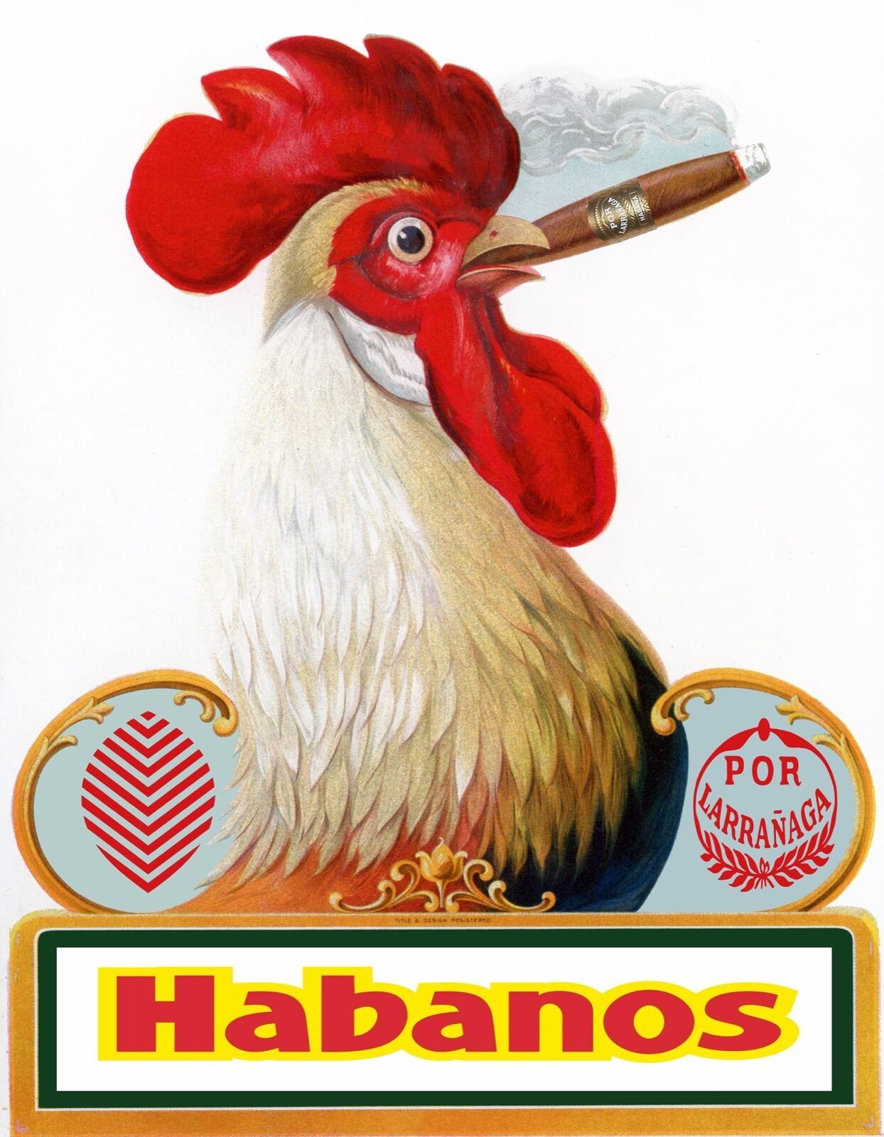 8428.Decoration Poster.Home Room wall art design.Habanos Rooster smoking cigar