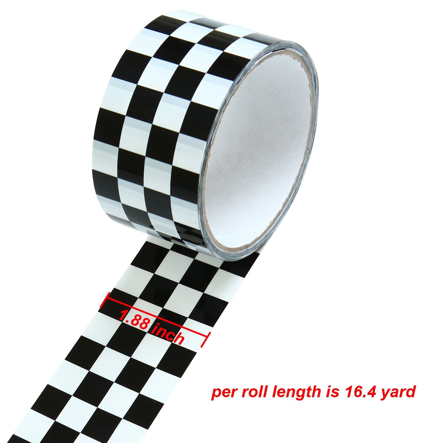 Resinta 4 Rolls (65 Yards) Checkered Tape Black and White Checkered