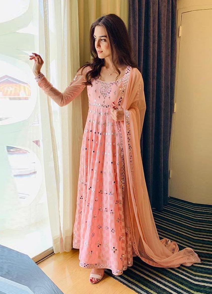 VeroniQ TrendsIndian Long Anarkali Suit in Pink with